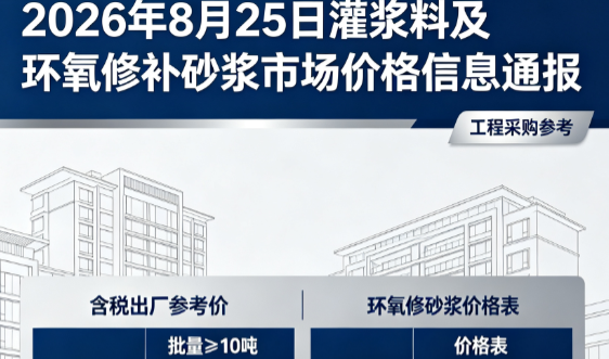 丁青2026年8月25日灌浆料及环氧修补砂浆市场价格信息通报
